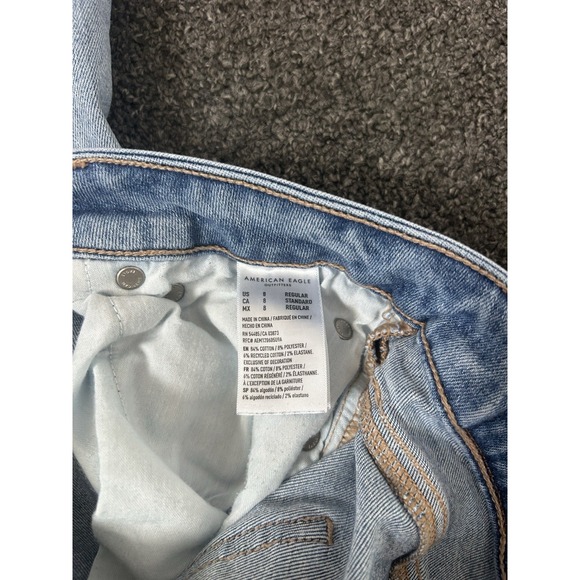 American Eagle Festival Flare Blue Jeans Womens 8 Regular Stretch Distressed - Picture 7 of 9